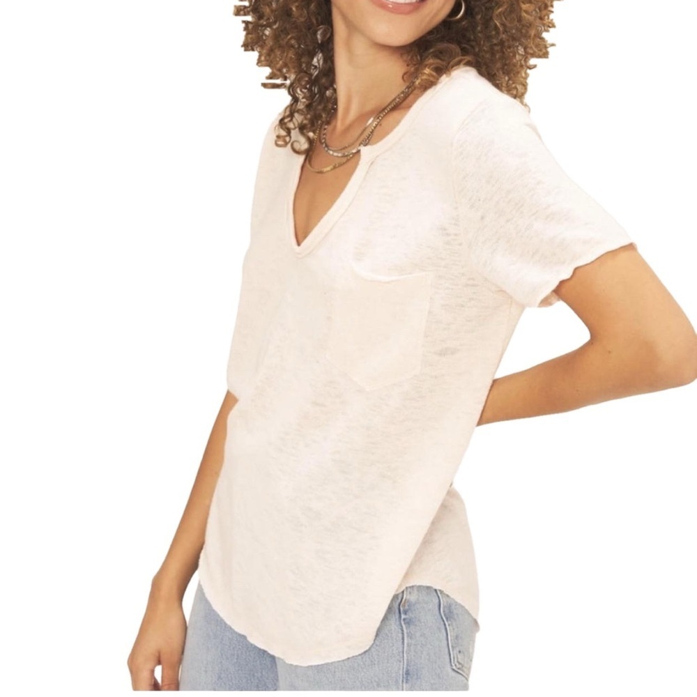 Project Social T White V-Neck pocket T-Shirt NWOT